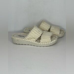 Muk Luk Ribbed Terry Slippers Double Strap Comfort Contour Indoor Outdoor Sz9/10